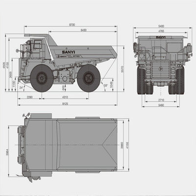SRT55D মাইন ডাম্প ট্রাক 480kW 35m3 লোড ক্ষমতা 55t
